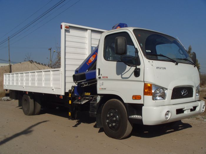 Plataforma con barandas camión Hyundai con pluma
